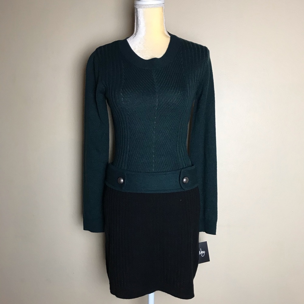 By &by black and green dress size s long‎ sleeve